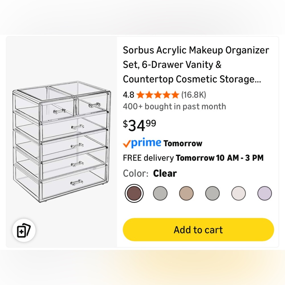 OAS Transparent Acrylic Makeup Organizer